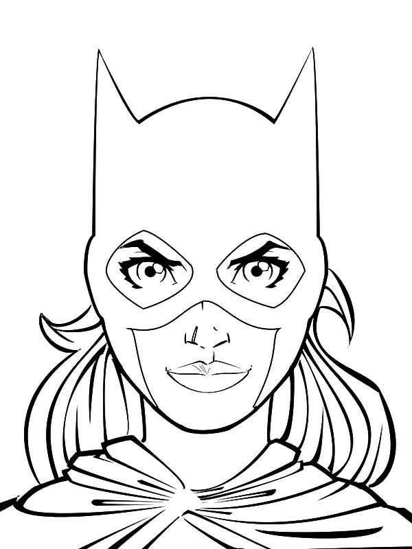 Batgirl portrait with pointed cowl coloring page