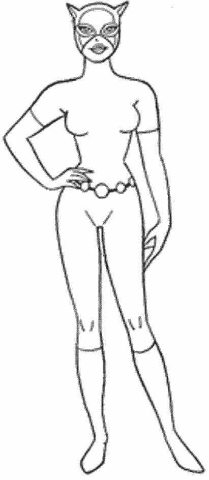 Batgirl standing in a confident pose coloring page