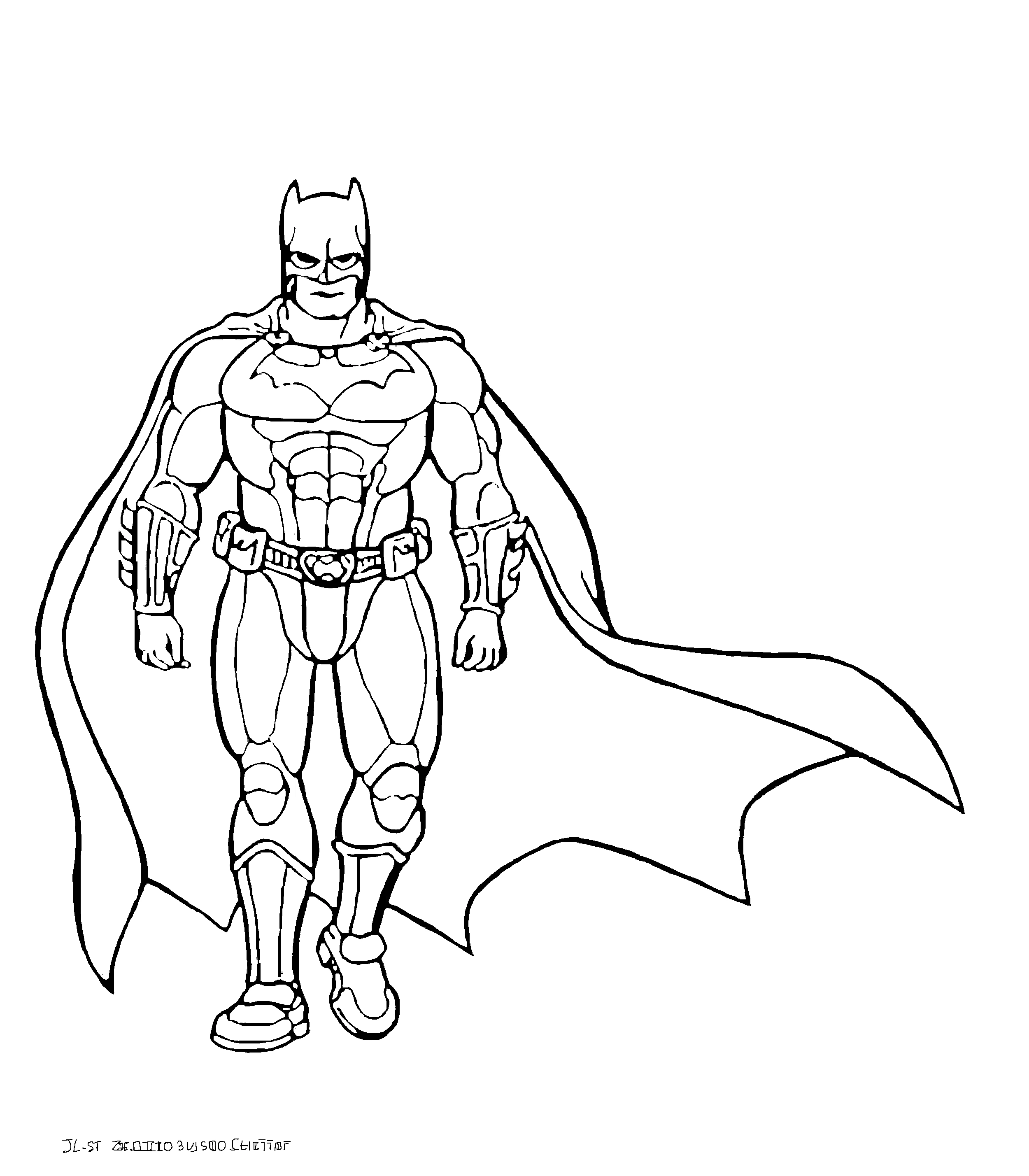 Batman standing in his armored suit coloring page