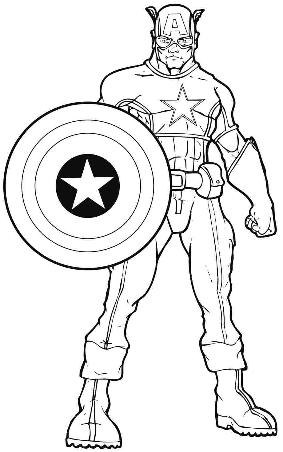 Captain America with star-centered shield coloring page