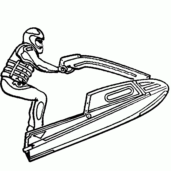 Rider standing on a jet ski coloring page