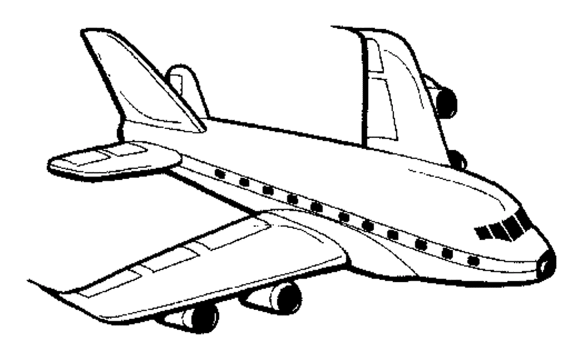 Airplane flying with wings spread coloring page