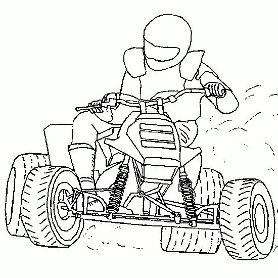 Quad rider speeding through dirt coloring page
