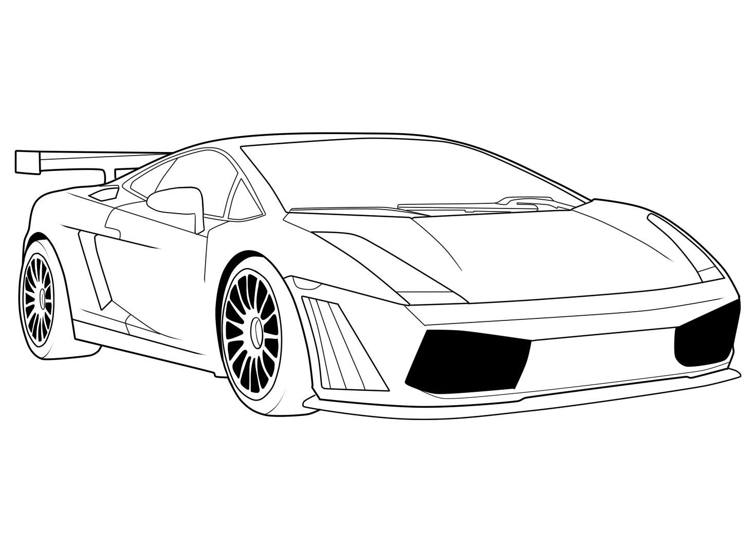 Lamborghini sports car with rear spoiler coloring page