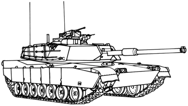 Battle tank with long cannon barrel coloring page