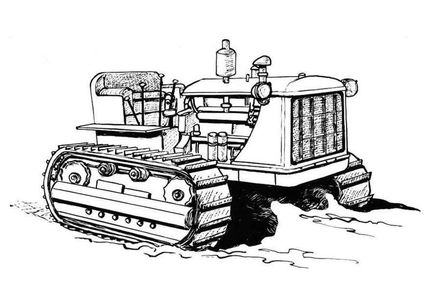 Tractor with caterpillar tracks coloring page