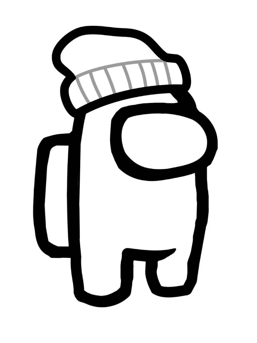 Among Us character wearing a beanie coloring page