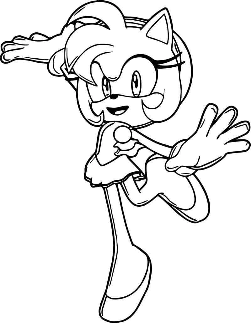 Amy Rose jumping with a big smile coloring page