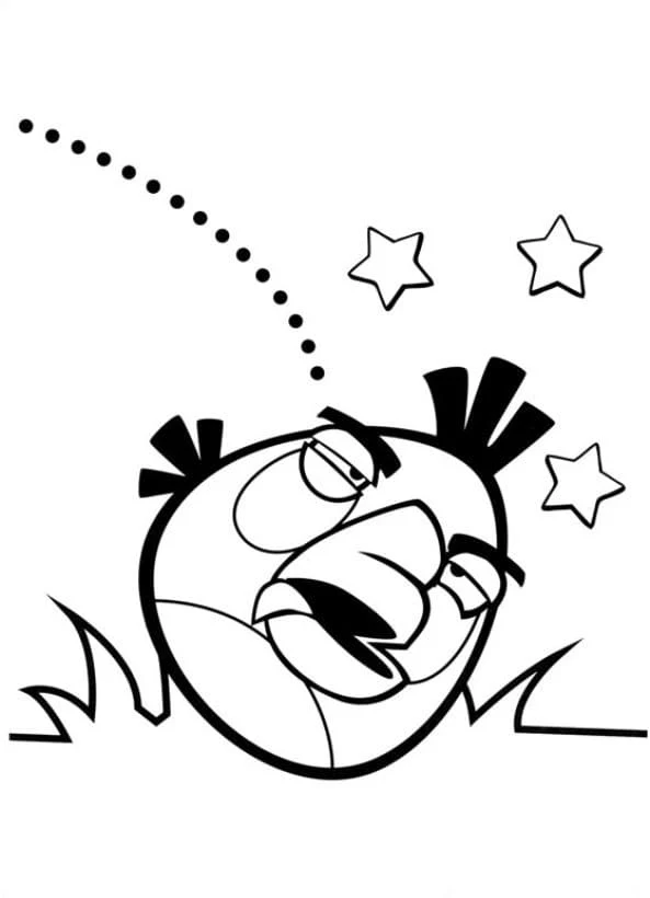 Angry Birds character crashing with stars coloring page