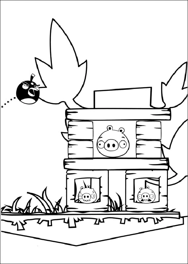 Angry Birds attacking the pig tower coloring page Angry Birds attacking the pig tower coloring page