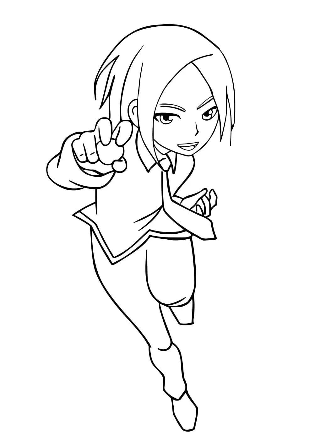 Masato Kazami pointing forward coloring page