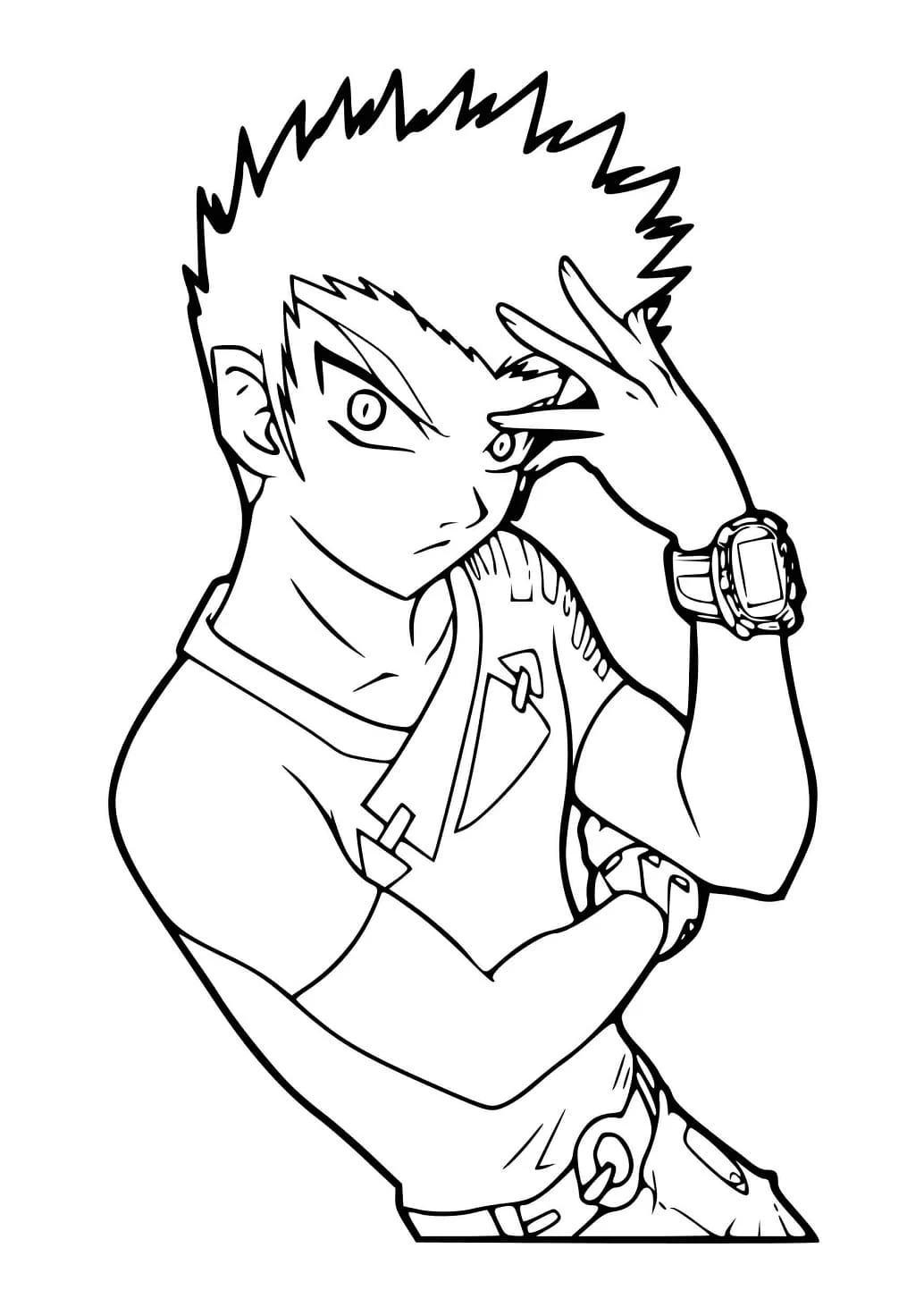 Bakugan Takashi in action pose coloring page