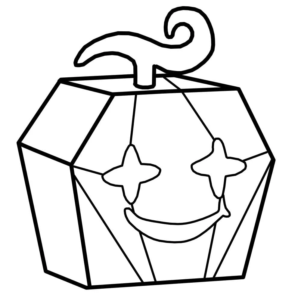 Blox Fruits diamond fruit with a smiling face coloring page