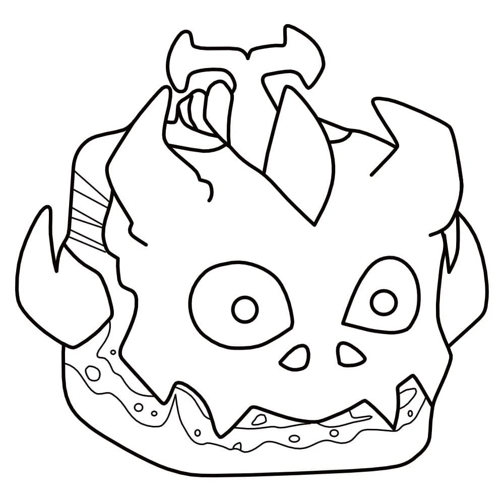 Spiky monster face with jagged jaw coloring page