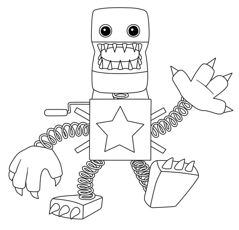 Boxy Boo standing with spring limbs coloring page