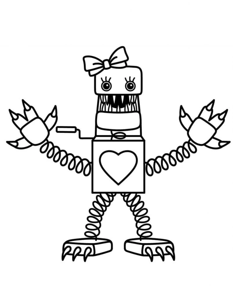 Boxy Boo with a bow and heart coloring page