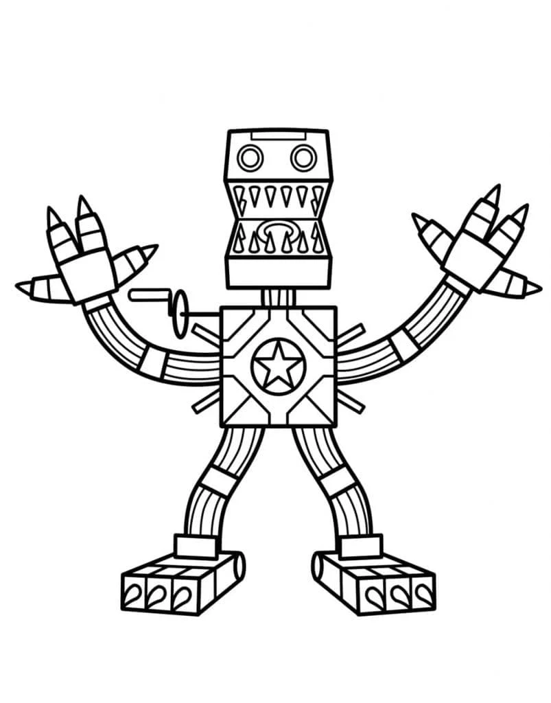 Boxy Boo standing with arms raised coloring page