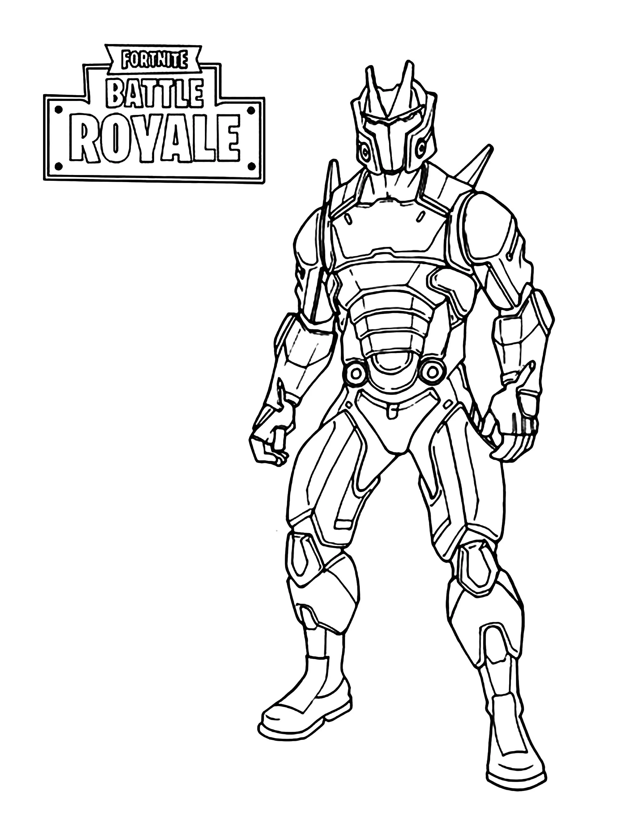 Omega standing in armored suit coloring page