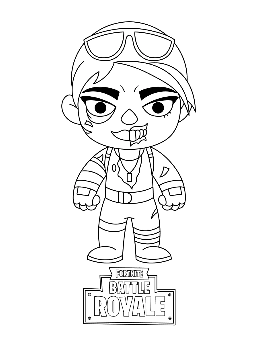 Fortnite zombie-style skin standing coloring page