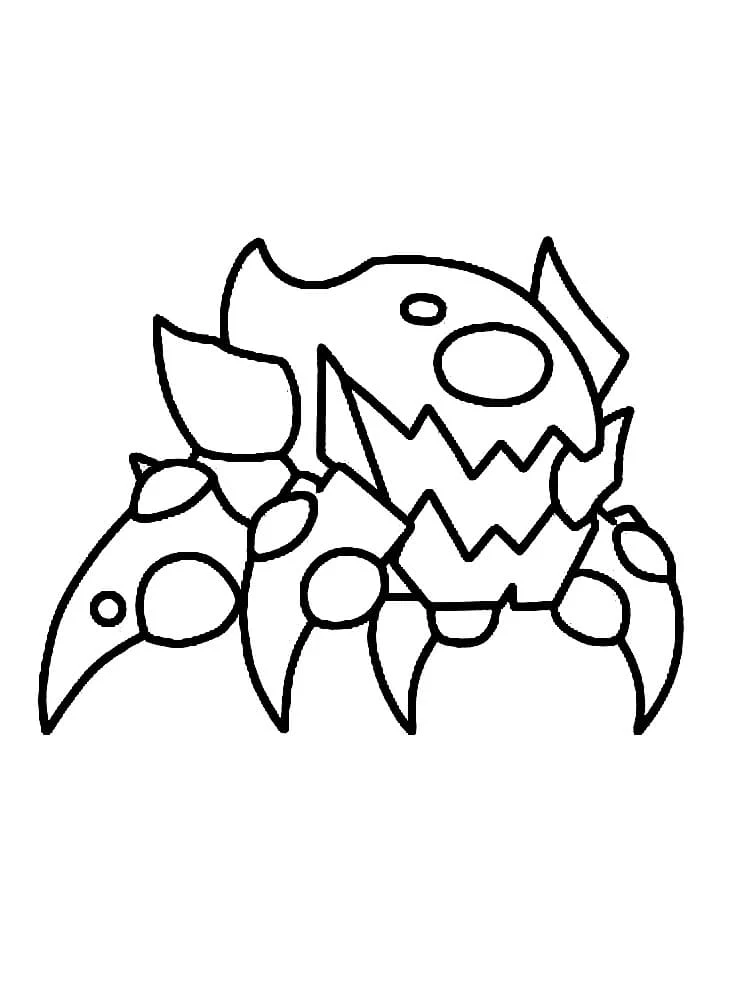 Spiky monster creature with jagged jaw coloring page
