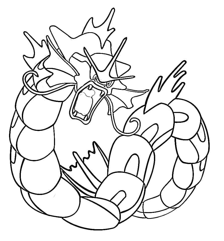 Gyarados coiled with mouth wide open coloring page Gyarados coiled with mouth wide open coloring page