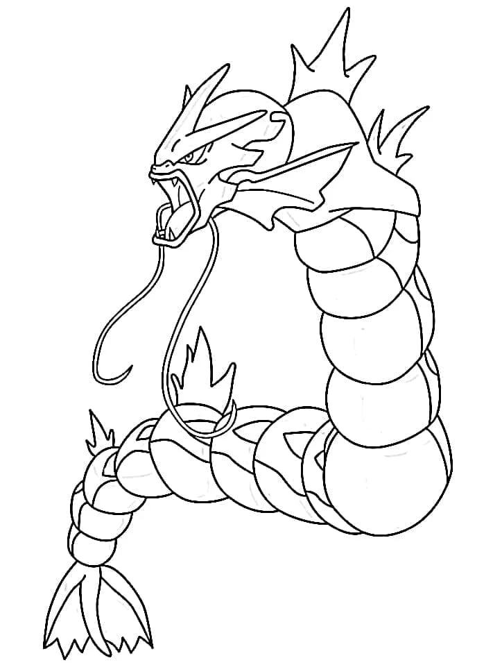 Gyarados roaring with open mouth coloring page