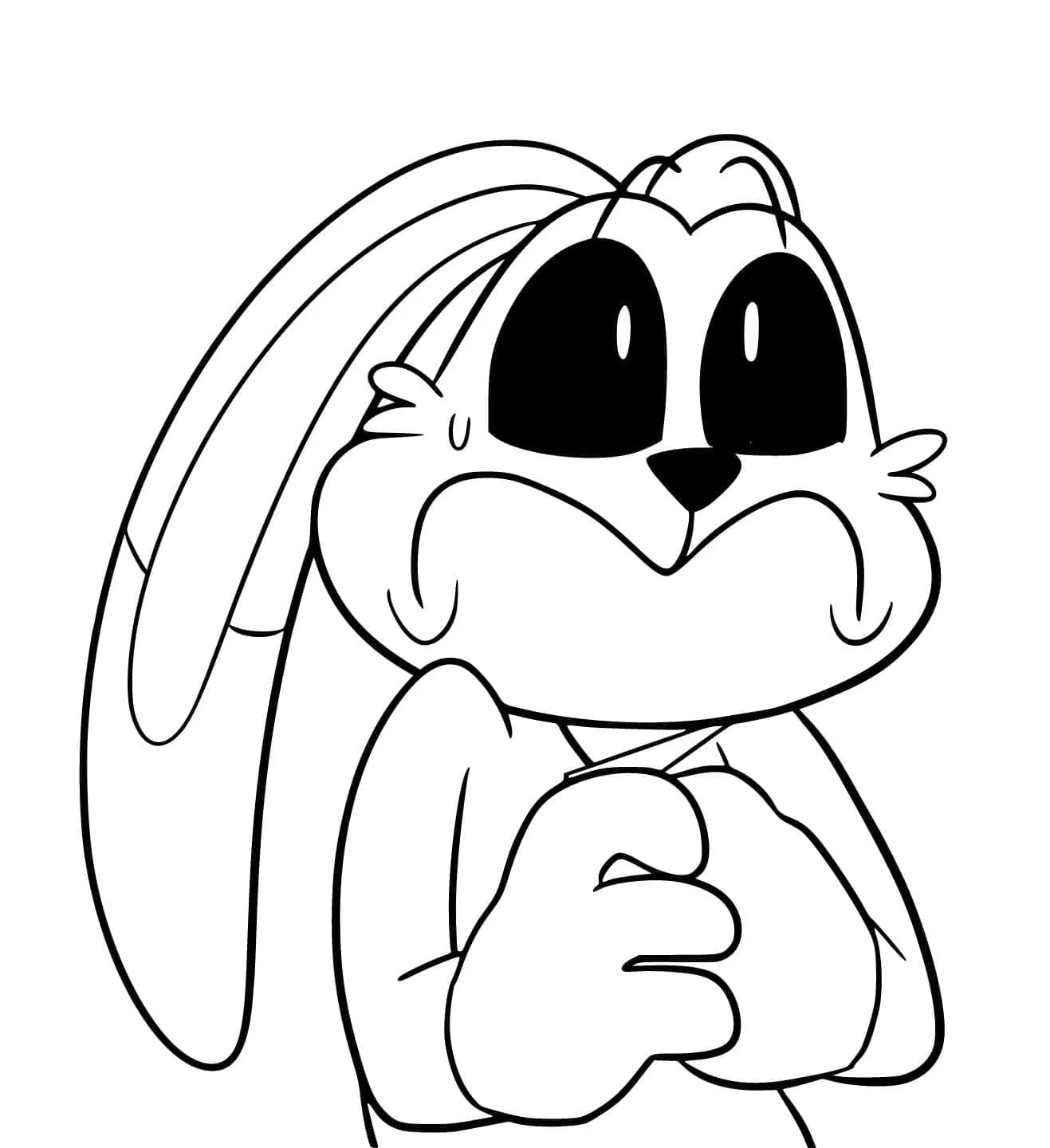 Hoppy Hopscotch with big eyes and folded paws coloring page