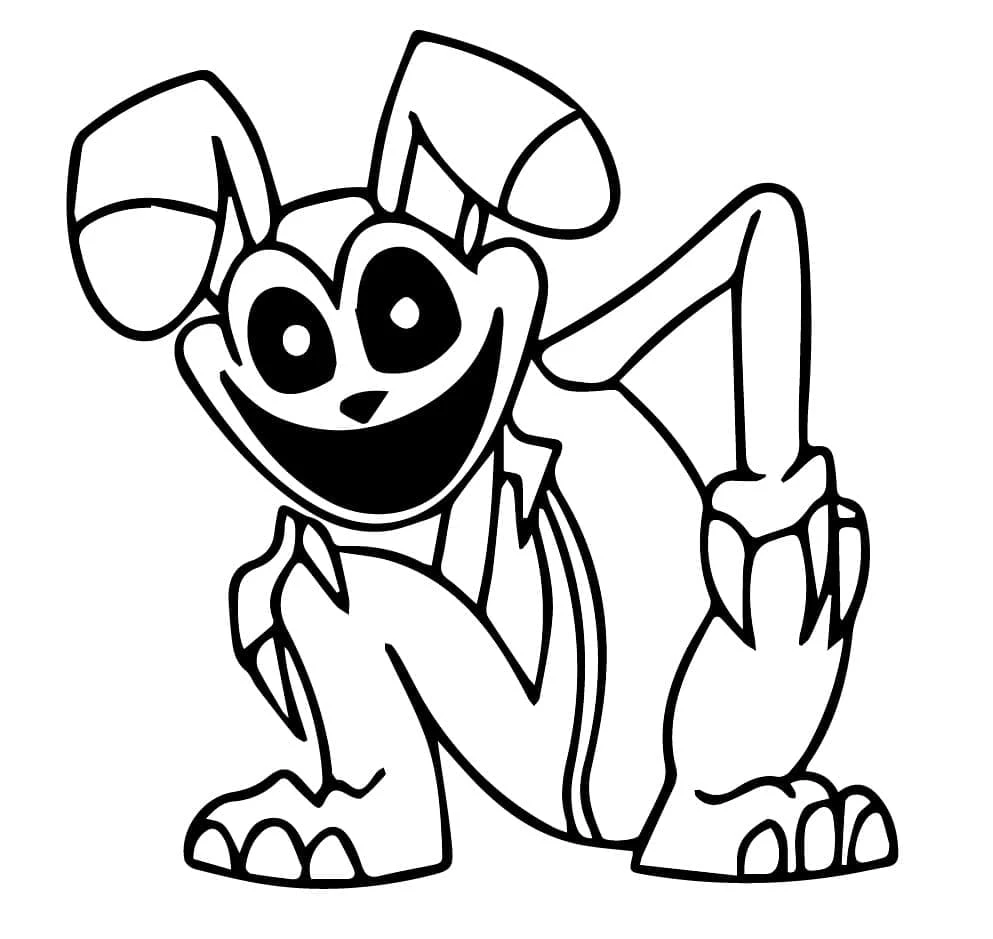 Hoppy Hopscotch crouching with a wide grin coloring page