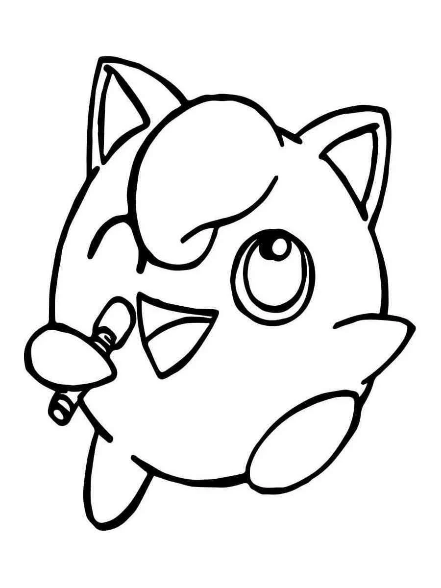 Jigglypuff singing with a microphone coloring page