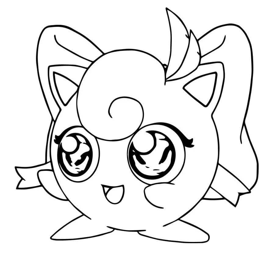 Jigglypuff with a big bow coloring page