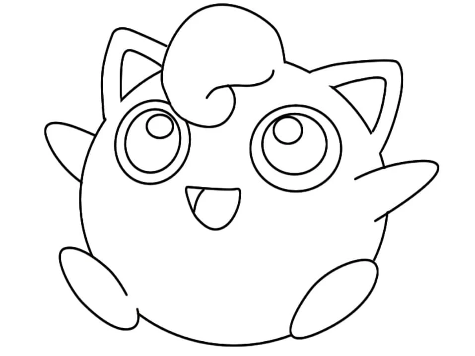 Jigglypuff smiling with open mouth coloring page