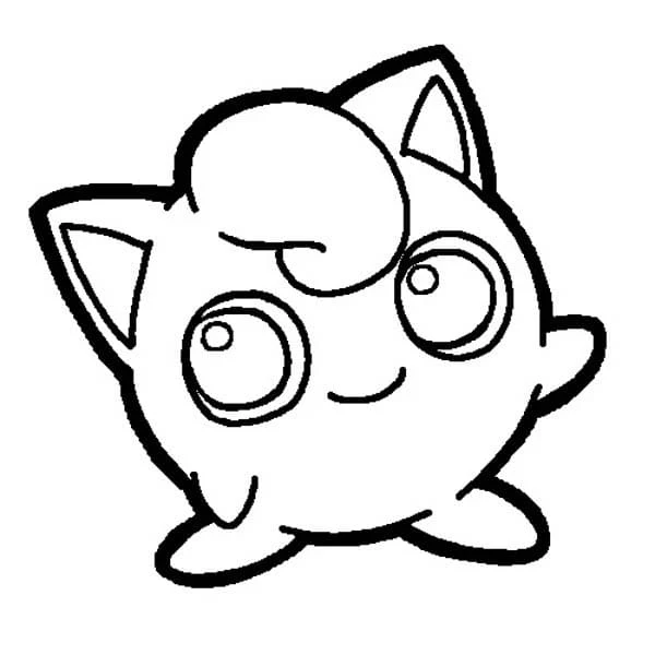 Jigglypuff smiling with big eyes coloring page