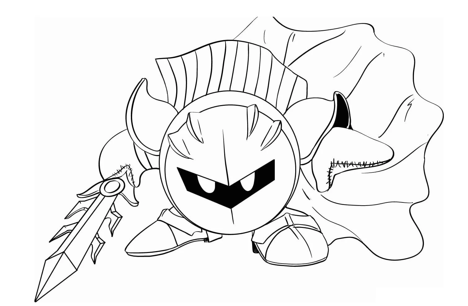 Meta Knight holding his sword coloring page