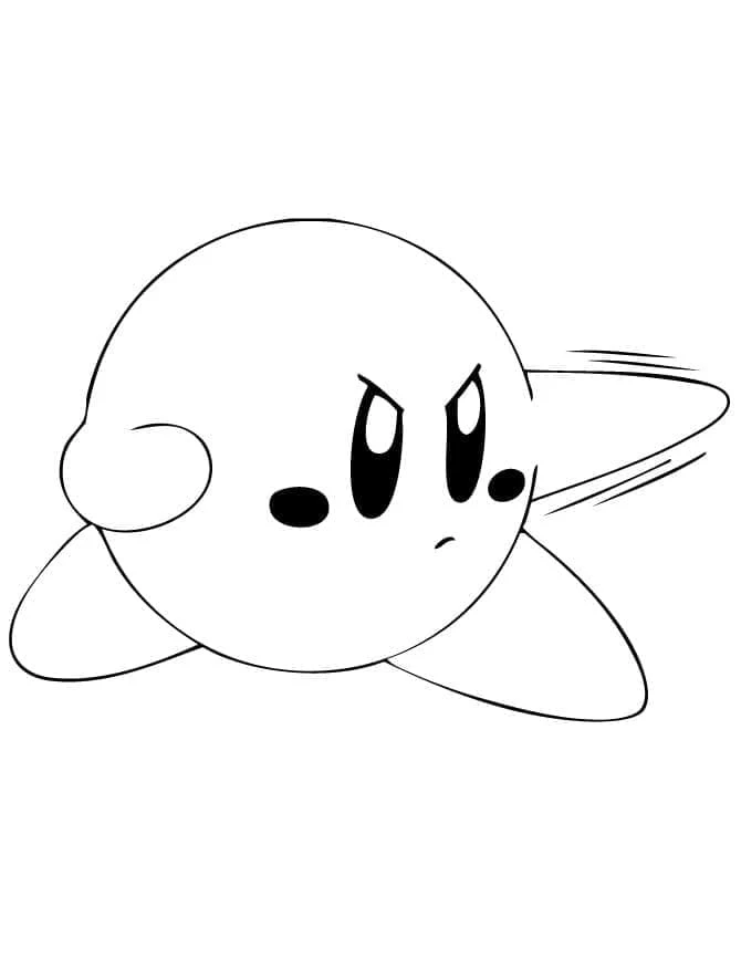 Kirby dashing forward with a determined look coloring page