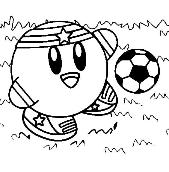 Kirby playing football coloring page