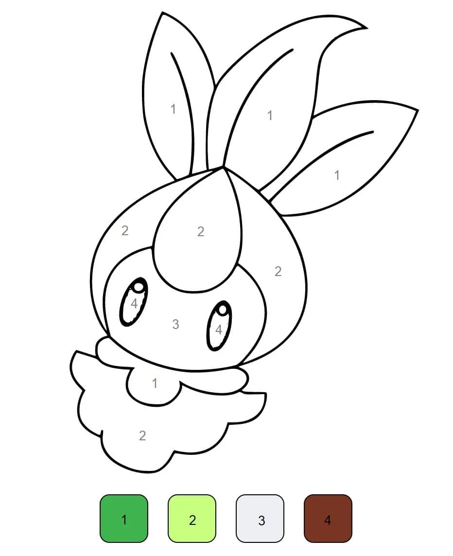 Cottonee color by number coloring page