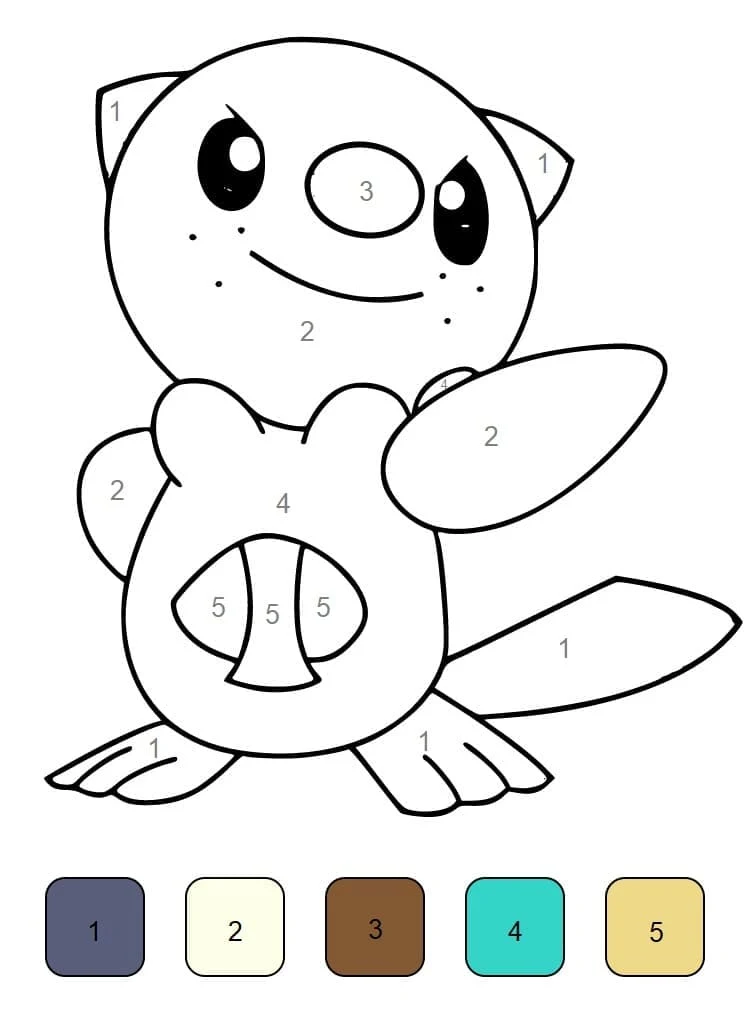 Oshawott color by number coloring page