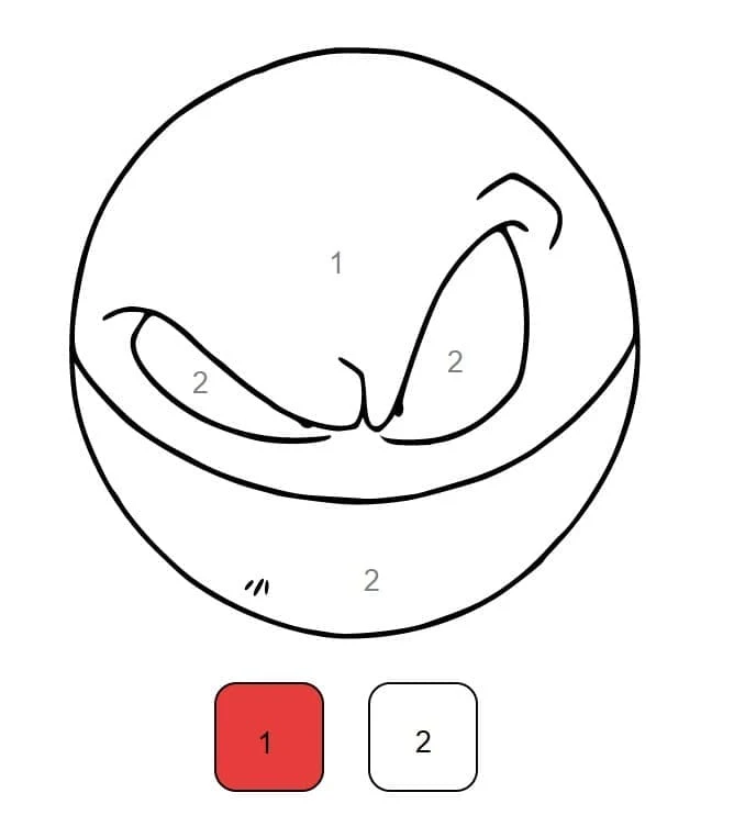 Voltorbe magic coloring by numbers coloring page