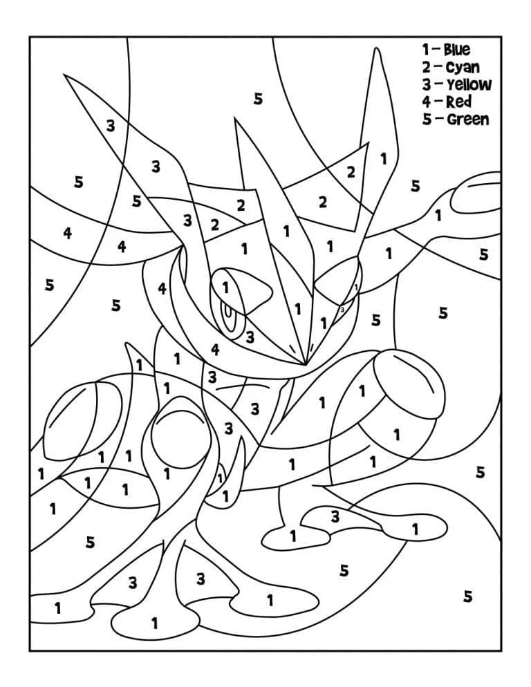 Magic Pokemon Greninja color by number coloring page