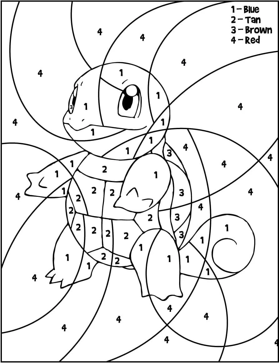 Magic Pokemon Squirtle coloring by numbers coloring page
