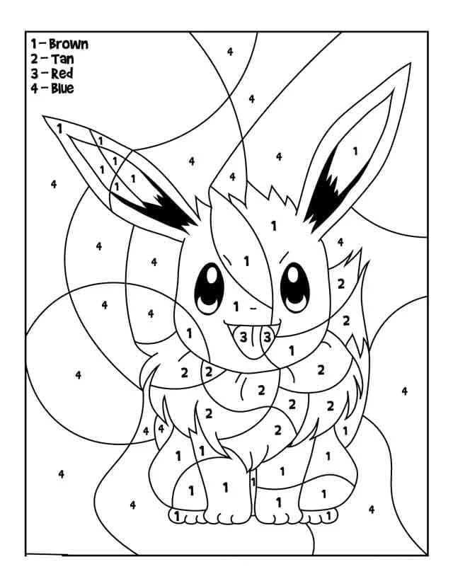 Eevee color by number coloring page