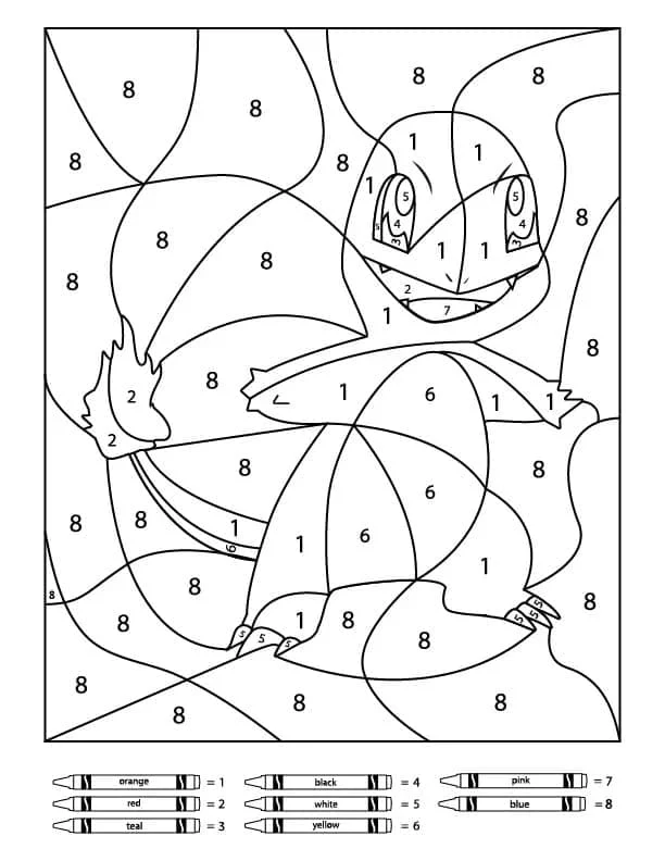 Magic Pokemon Salameche color by number coloring page