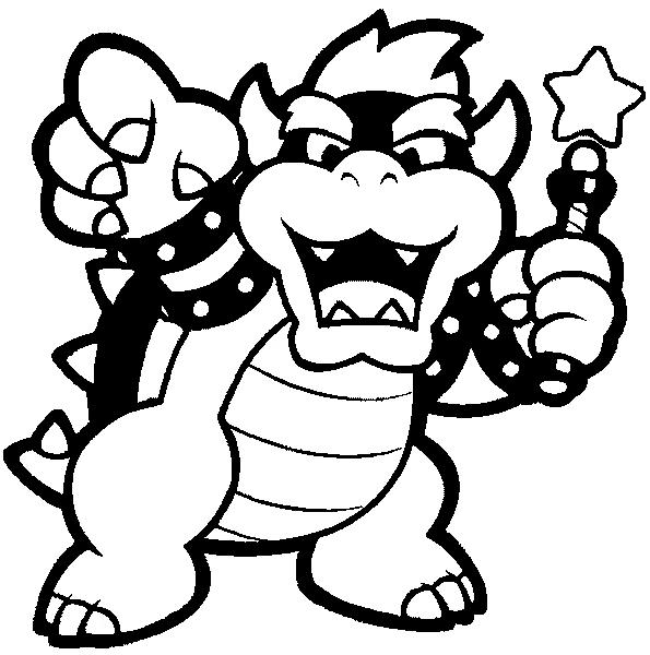 Bowser holding his star wand coloring page