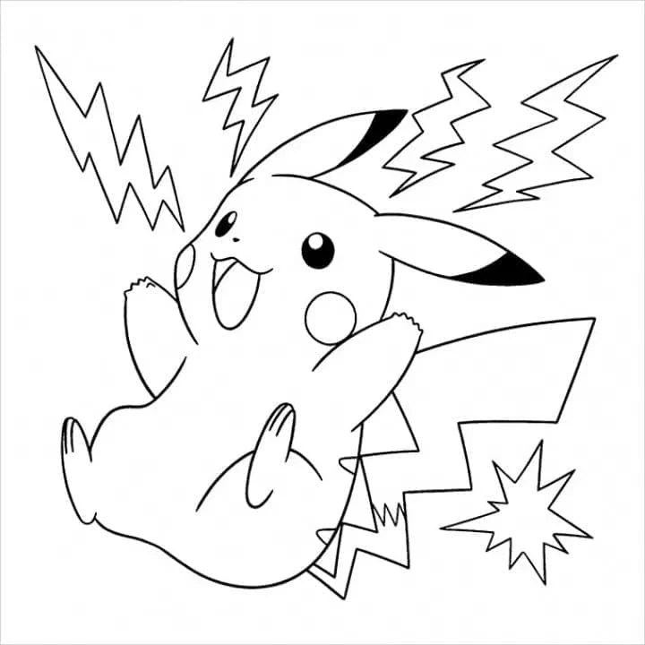Pikachu using an electric attack coloring page