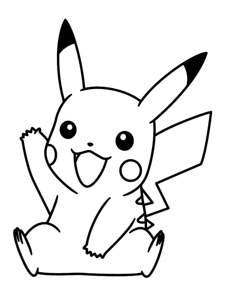 Pikachu waving happily coloring page