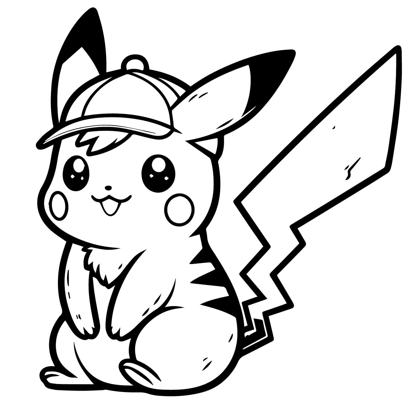 Pikachu wearing a detective cap coloring page