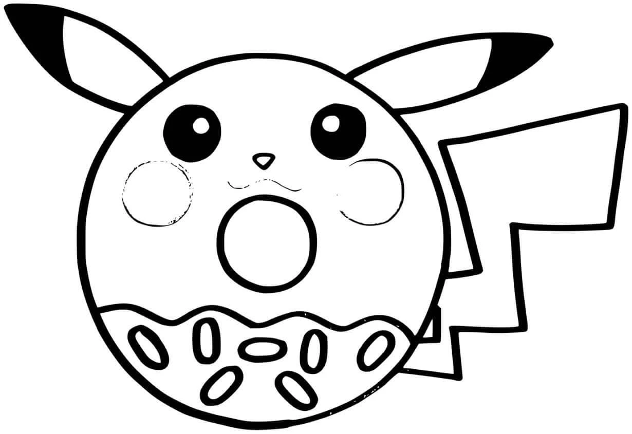 Pikachu shaped donut with sprinkles coloring page