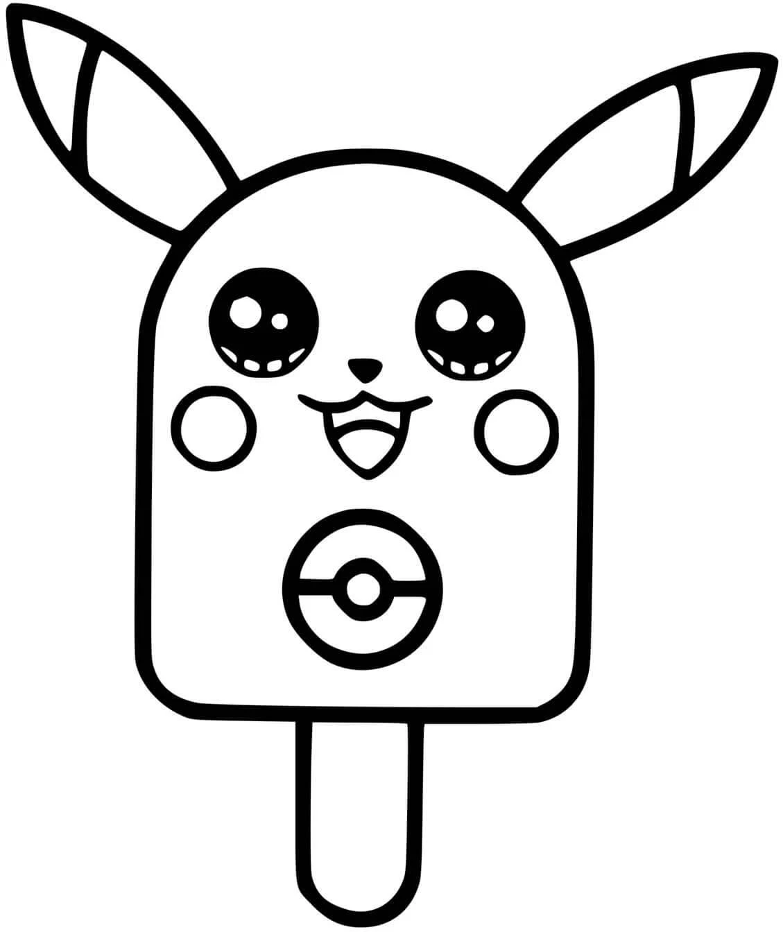 Pikachu ice cream popsicle coloring page