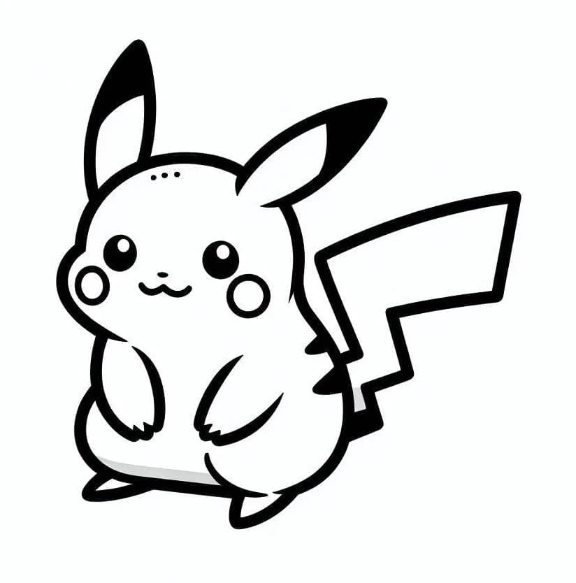 Pikachu standing with a big smile coloring page