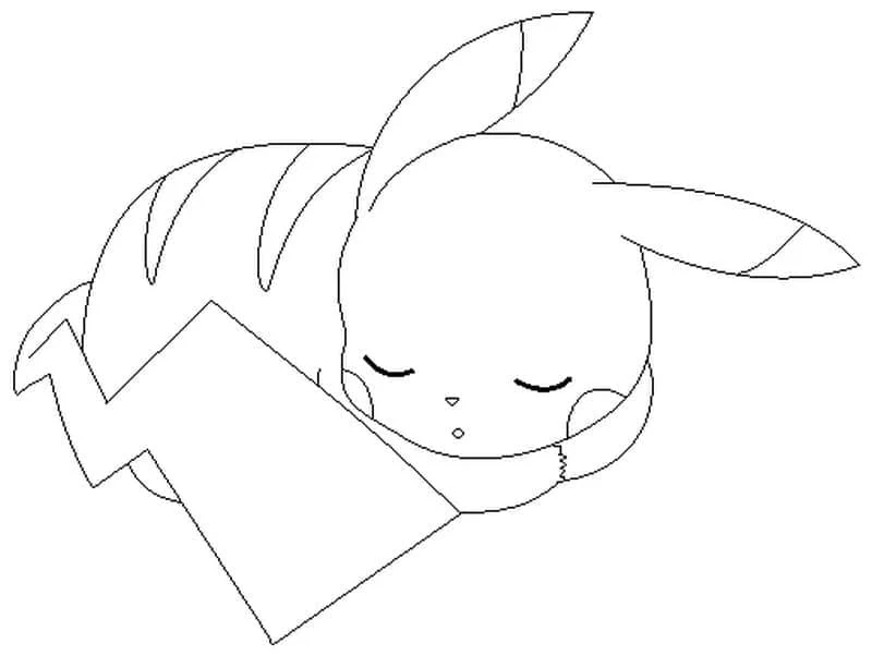 Pikachu sleeping peacefully coloring page Pikachu sleeping peacefully coloring page